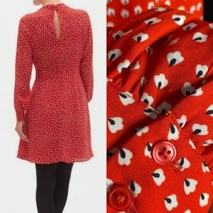 Banana Republic High Neck Ditsy Floral Petite Dress w/ Balloon Sleeves 6P